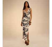 Abito midi aderente con scollo a cappuccio e spalline asimmetriche bianco e nero, outfit estivi per donne, abito da vacanza, abito da festa L,M,S,XL,XSTie DyeTessuto in maglia