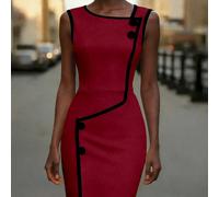 Abito midi aderente con scollo rotondo senza maniche, a righe irregolari in bianco e nero a contrasto, con cintura in vita, elegante, romantico, casual, adatto per tutti i giorni, lavoro, cena, primav