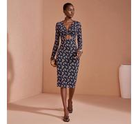 Abito midi aderente da donna con maniche lunghe in rete, stampa all-over, con aperture e anello O SHEIN X JIAN LASALA SHEIN X potenzia la creatività fornendo a stilisti, artisti e marchi un accesso se