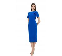 Abito midi blu cobalto Karen Millen con volant sulla spalla, taglia Petite 34 B1