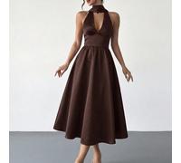 Abito midi da donna con scollo a V, schiena scoperta e vita annodata, adatto per San Valentino, concerti, spettacoli, appuntamenti, feste, matrimoni, sexy, elegante, per andare al lavoro, per tornare 
