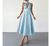 Abito midi da donna con scollo a V, schiena scoperta e vita annodata, adatto per San Valentino, concerti, spettacoli, appuntamenti, feste, matrimoni, sexy, elegante, per andare al lavoro, per tornare 
