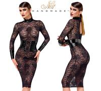 Abito Midi Pizzo Nero Kink Royal Noir Dettagli Powerwetlook Elegante