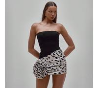 Abito mini aderente con dettagli a corsetto e stampa animalier, senza spalline, bandeau, elegante per occasioni speciali come feste, uscite serali, San Valentino, matrimoni, fidanzamenti L,M,S,XL,XSSt