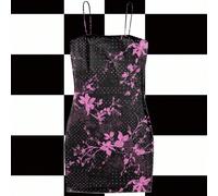 Abito mini aderente da donna con stampa floreale a pois, stile Y2K anni 2000, adatto per il ritorno a scuola SHEIN X New Lab SHEIN X potenzia la creatività fornendo a stilisti, artisti e marchi un acc