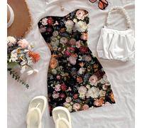 Abito mini aderente da donna taglie forti con stampa floreale a olio, casual versatile per uso quotidiano, appuntamenti, tè pomeridiano, spiaggia, crociera, viaggio on the road, vacanza in città, tutt
