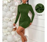 Abito mini aderente e sexy da donna Amarilo - Design con busto arricciato, tessuto lucido - Perfetto per San Valentino, invitati a matrimoni, carnevale e feste di primavera, elegante L,M,S,XLColore un