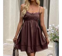 Abito mini casual da donna con inserti in pizzo, balze e orlo, stile occidentale Saint John 2025 per il 4 luglio, abiti estivi da donna per laurea, abiti estivi, abiti da donna per l'estate, abbigliam