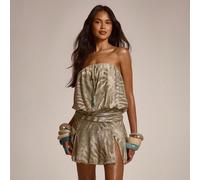 Abito mini con gonna a spacco laterale, vita arricciata e drappeggiata, con fiocco in perline, stile carino per l'estate, la primavera, uscite sexy, spiaggia, vacanze, Honey Tides L,M,S,XL,XSPiantetul
