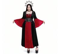 Abito mini con maniche lunghe a campana, effetto patchwork, vita segnata, colori a contrasto, stile dark e audace, taglie comode 0XL,1XL,2XL,3XL,4XLHalloweenTessuto in maglia