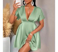 Abito mini in raso blu a scollo a V di Amarilo, stile influencer sexy, perfetto per feste sexy, cene eleganti, raduni festivi e celebrazioni, l'ultima di abiti da festa per primavera, estate, autunno