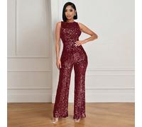 Abito mini sexy da donna con schiena scoperta, in tessuto a rete, molto elastico e semi-trasparente, con strass, adatto per feste e cocktail, colore bordeaux con strass e rete trasparente. Abito attil
