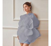 Abito monospalla senza schienale con decorazione floreale 3D a rose, audace e d'avanguardia, adatto come abito da sera, outfit primaverile/estivo per feste e matrimoni di donne S,XSColore unicoTessuto