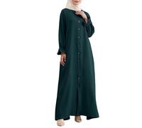 Abito musulmano da donna Abaya, abito da donna musulmana chic ed elegante, a maniche lunghe, abito lungo con bottoni, tinta unita, taglio ampio, abbigliamento etnico islamico modesto