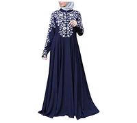 Abito Musulmano da Donna con Hijab e Cappuccio, Vestito da Preghiera Stampato Abaya Islamico per Medio Oriente, Dubai, Turchia, Arabo, Caftano per Ramadan