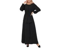 Abito Musulmano Donna 1 Pezzo Tinta unita Lunghezza Intera Abito Da Preghiera Musulmana Donna Manica Lunga Grande Dimensione Ideale Per Abaya Dubai Islam Ramadan Jilbab, Nero , L