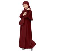 Abito musulmano per ragazze islamiche, abito da preghiera Abaya a maniche lunghe, caftano, vestaglia, abiti per Ramadan a Dubai, abiti Eid per ragazze, thobe marocchino per bambini, vino, 9-10 Anni