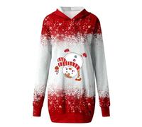 Abito Natale Donna- Felpa con Cappuccio Curvy Taglie Forti Abiti Felpa Maglie Lunga Stampate Natalizi Costumi di Donna Natale Babbo Mini Abito Invernale Top Tunica Mini Aderente Magra Abito
