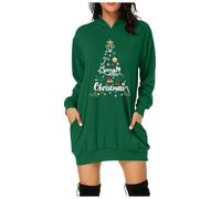 Abito Natale Donna- Felpe con Cappuccio E Felpe per Donna Manica Lunga Maglione da Famiglia Taglie Forti Mini Abito Lunga Sweatshirt con Tasche Hoodie Felpa Natale Mini Abiti Natale