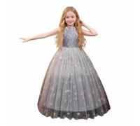 Abito Natalizio Bambina - Vestito Natalizio Bambina Abito Formale per Bambini Abito da Ragazza Elegante Abito Lungo Abito da esibizione al Pianoforte età 5-14 Anni (Grey 5-6 Years)