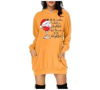 Abito natalizio da donna, a maniche lunghe, con cappuccio, per il tempo libero, con stampa floreale, abito natalizio, vestito da donna