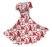 Abito natalizio da donna alla moda 2025 2024 stazione europea americana con scollo a V abito a maniche corte per feste vita quotidiana regali di Natale, AO, 5XL