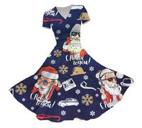 Abito natalizio da donna alla moda 2025 2024 stazione europea americana con scollo a V abito a maniche corte per feste vita quotidiana regali di Natale, AL, 4XL
