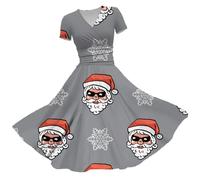 Abito natalizio da donna alla moda 2025 2024 stazione europea americana con scollo a V abito a maniche corte per feste vita quotidiana regali di Natale, AK, 5XL