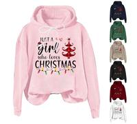 Abito natalizio da donna, con cappuccio, per donna, con scritta in lingua inglese "La ragazza", con cappuccio e scritta in lingua tedesca, Colore: rosa., XXL