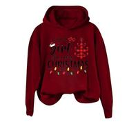 Abito natalizio da donna, con cappuccio, per donna, con scritta in lingua inglese "La ragazza", con cappuccio e scritta in lingua tedesca, Vino, 6XL