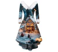 Abito Natalizio Donna Curvy Costumi Natale Sexy Invernali Vestito Renna Natalizi Curvy Abiti Eleganti Maniche Lunghe Elegante Natalizie Babbo Natale Sexy Abito Vestito Vestiti Per Capodanno Donna 5XL