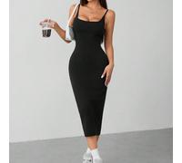 Abito nero casual con sottogonna aderente a tinta unita per cena o appuntamento Petite XXS,Petite XS,Petite S,Petite M,Petite LColore unicoTessuto in maglia