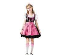 Abito Oktoberfest bavarese tedesco manica corta cameriera grembiule abiti | Dirndl - Costume Dirndl per Halloween, per bambini, cosplay, feste in maschera, Pasqua, teatro, feste di compleanno, 4 pezzi