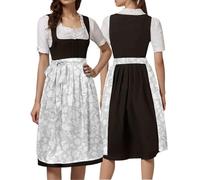 Abito Oktoberfest Donna Bavarese, Vestito Dirndl Tradizionale con Grembiule Decorativo e Stile Retrò, Costume Festa della Birra Monaco per Festival, Teatro e Celebrazioni