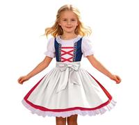 Abito Oktoberfest Donna Dirndl Bavarese, Vestito Tradizionale Tedesco con Grembiule Decorativo e Stile Retrò, Costume Festa della Birra Monaco per Eventi, Halloween, Teatro e Rappresentazioni