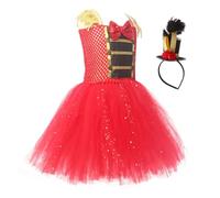 Abito per Bambine con Cappello Cerchietto Tutù Principessa di Natale | Costume Kawaii Natalizio per Bambine per Bambine 2-12 Anni di Ruolo Mascherata Carnevale Festa Natalizia Palco