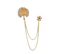 Abito retrò Spilla in metallo Gioielli Vintage Animale Pavone Nappa da bavero Catena a doppio strato Accessori uomo(Gold)
