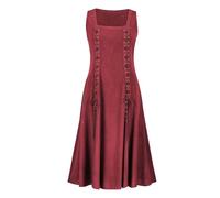 Abito Rinascimentale Medievale Donna Scollo Quadrato Senza Maniche Tinta Unita Stile retrò Gonna Lunga Collo Quadrato Abiti a Maniche Lunghe Stile Palazzo Cosplay Trucco per Feste Vestiti da Palazzo