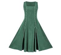 Abito Rinascimentale Medievale Donna Scollo Quadrato Senza Maniche Tinta Unita Stile retrò Gonna Lunga Collo Quadrato Abiti a Maniche Lunghe Stile Palazzo Cosplay Trucco per Feste Vestiti da Palazzo