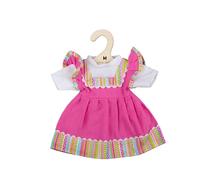 Abito rosa con bordura a righe per bambola 34 cm
