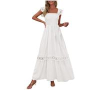 Abito Sensuale Donna Senza Maniche con Pizzo Tinta Unita Unisex Curvy Mare Prendisole Boho Aderente Moda Largo Vintage Abito Dress Copricostume Vestito Offerte Lampo del Giorno