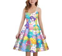 Abito Senza Maniche per Bambine con Stampa per Uso Quotidiano e attività all'aperto con Chiusura Posteriore Elastica (Dark Purple-15, 7-8 Years)