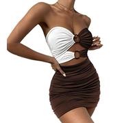 WEITING Abito Sexy da Night Club Senza Spalline per Donna Vestito Aderente Pieghettato Senza Maniche con Impiombatura Mini Abiti da Festa Senza Schienale Clubwear-Multi,XS