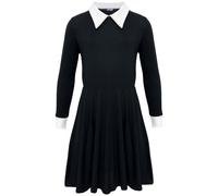 Abito Skater Nero Per Ragazze Con Collo Alla Peter Pan E Maniche Lunghe