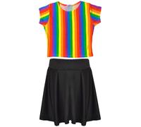 Abito Skater Off Shoulder Per Ragazze Con Top Corto A Righe 7-13 Anni