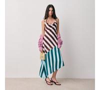 Abito smanicato con spalline, caratterizzato da audaci strisce diagonali. Con orlo asimmetrico e comodi lacci regolabili sulla schiena. Adatto per primavera ed estate, per le donne. L,M,S,XL,XSA stris