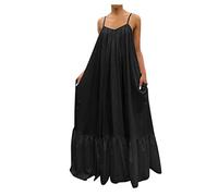 Abito Sottoveste Donna - Swing Women Backless Fashion Pocket Solid Strap Dress Loose Casual Big Dress Abito da Donna Sacca Compatible with Moto