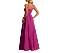 Abito Sottoveste in Raso con Scollo a V, Linea ad A, Abito da Sera Formale | Vestiti Rossi Da Cerimonia Sposa Abbigliamento Marche Ed Vestirsi Raffinati Cinquantenni 40 Medio Pinella Foto