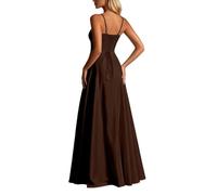Abito Sottoveste in Raso con Scollo a V, Linea ad A, Abito da Sera Formale | Vestiti Rossi Da Cerimonia Sposa Abbigliamento Marche Ed Vestirsi Raffinati Cinquantenni 40 Medio Pinella Foto