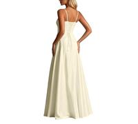 Abito Sottoveste in Raso con Scollo a V, Linea ad A, Abito da Sera Formale | Vestiti Rossi Da Cerimonia Sposa Abbigliamento Marche Ed Vestirsi Raffinati Cinquantenni 40 Medio Pinella Foto